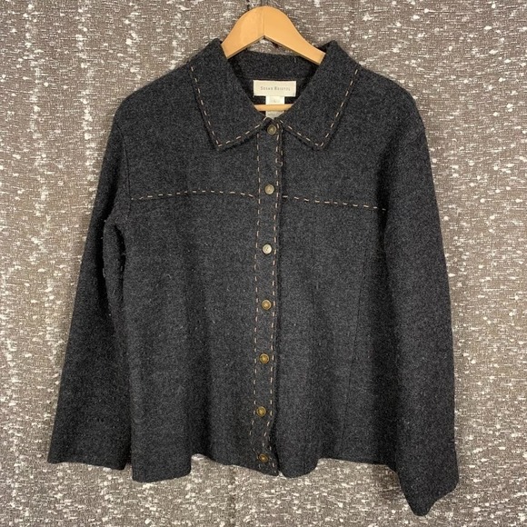 Susan Bristol Sweaters - Vintage Susan Bristol Wool Button Up Cardigan Sweater Boho Cottage Women's Large